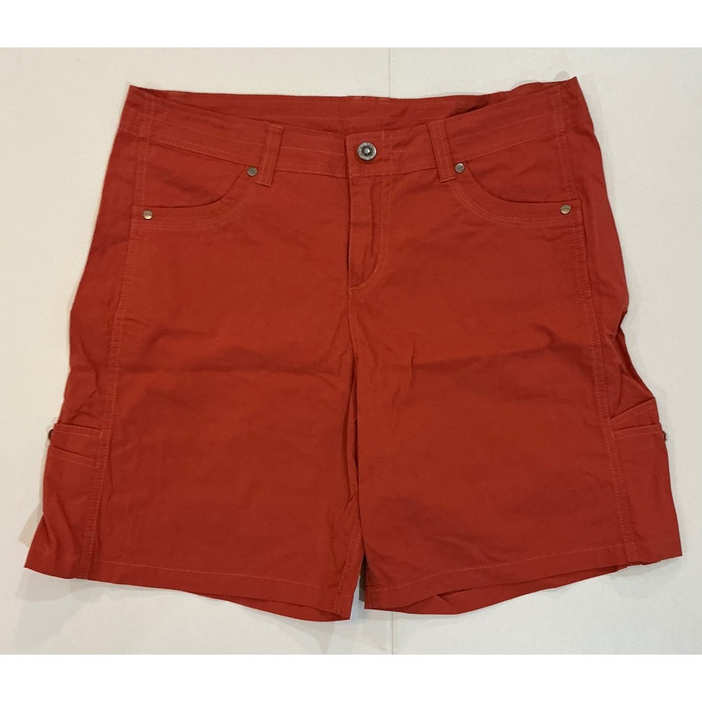 Kuhl Hiking Shorts Women Size 14โ Burnt Orange Stretch Cargo Outdoor Gorpcore